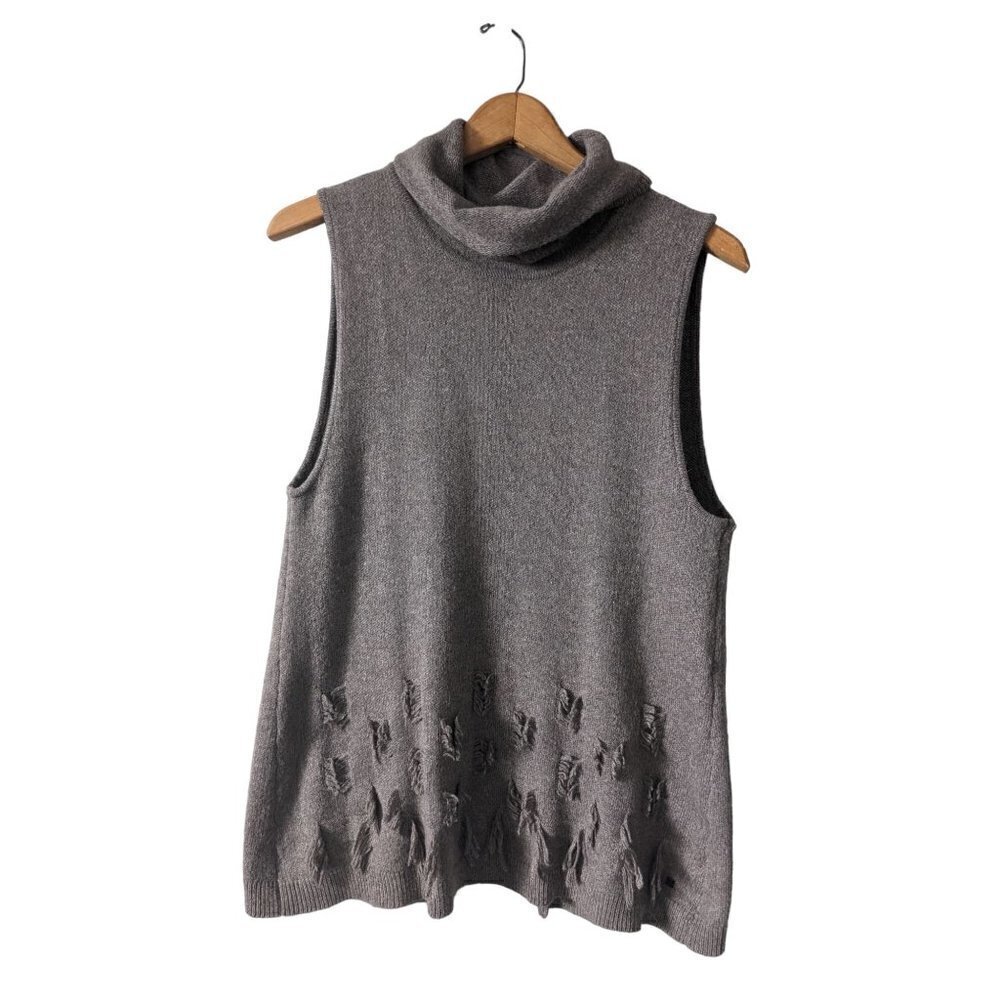 One Grey Day Alpaca Turtleneck Open Back Sleeveless Sweater Women's Size M - Picture 3 of 8